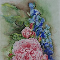 Rose mit Rittersporn